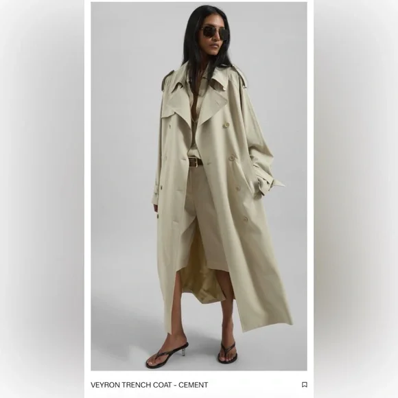 The Frankie Shop Veyron Belted Trench Coat in Cement - Picture 2 of 6